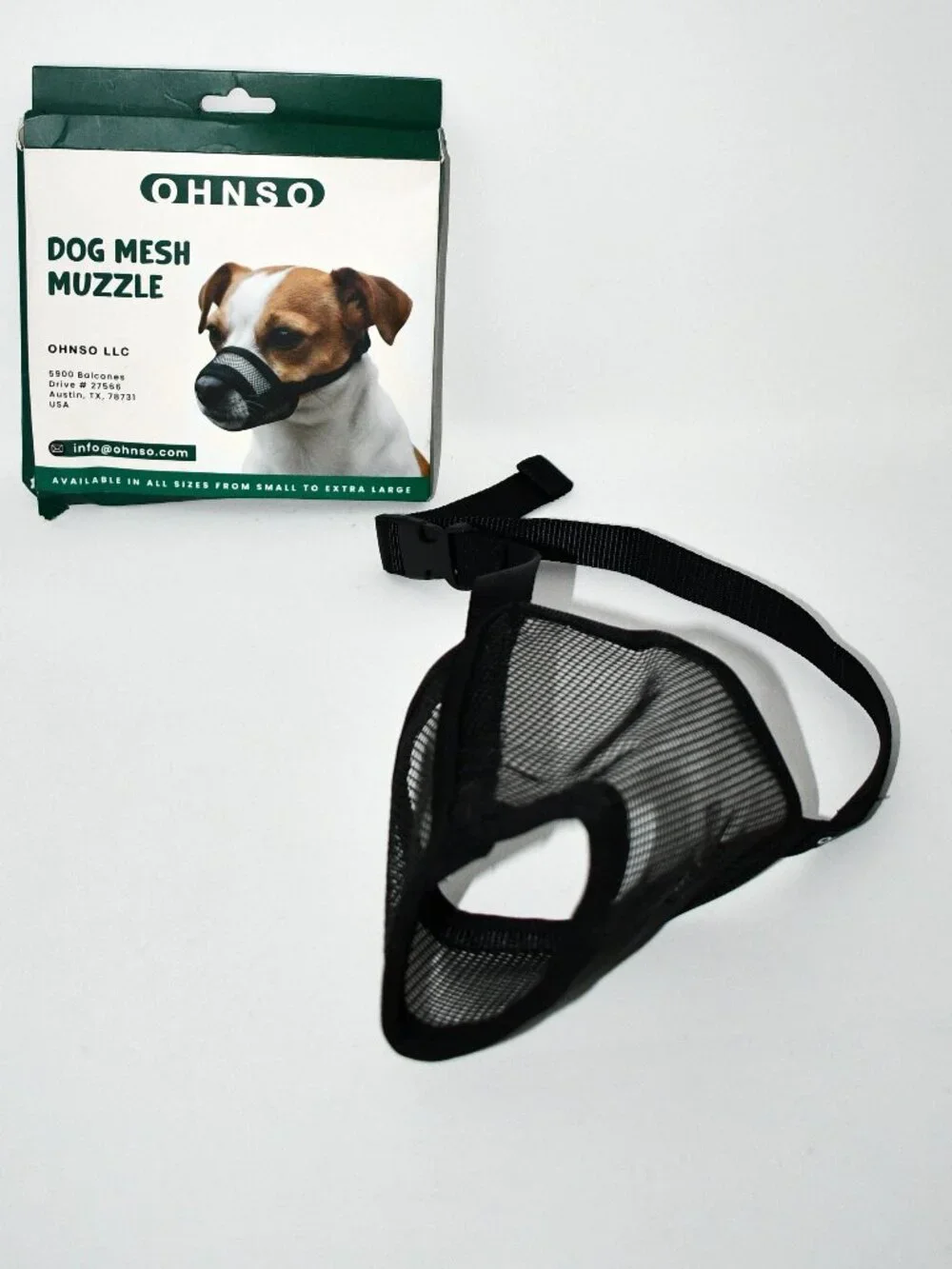 OHNSO Dog Muzzle, Large, Breathable Mesh, Anti Biting/ Barking, Black, 7.9-9.4